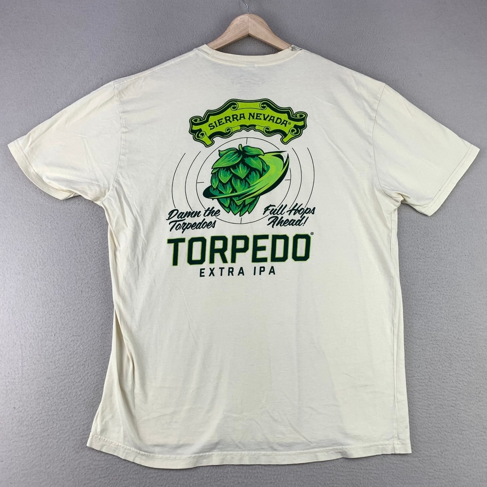 Sierra Nevada Torpedo Extra IPA T-Shirt Mens XL Cream Graphic Brew Beer Tee